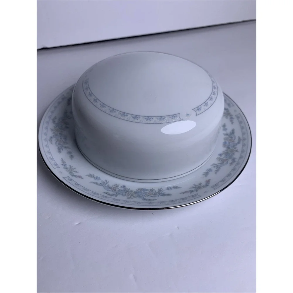 Vintage Somerset By NL Excel Covered‎ Butter Dish Floral Silver Trim